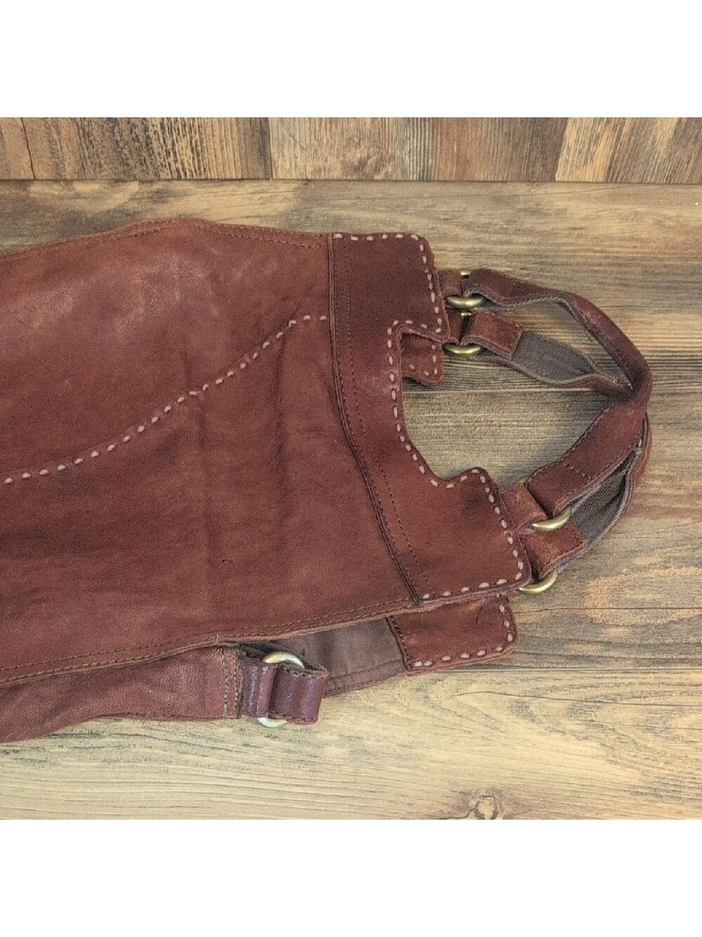 Lucky Brand Vintage Inspired Hobo Crossbody Red Leather Bag C196 - Picture 5 of 13